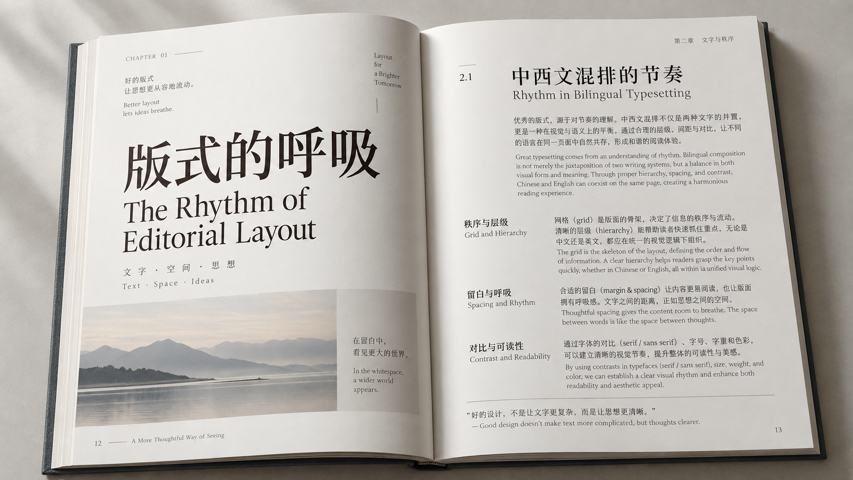 《版式的呼吸》中西文排版书籍展开实拍样张